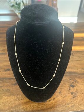 Delicate Gold Bead Station Necklace - Women Jewelry